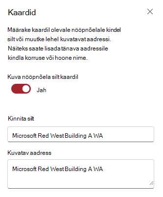 Pin-koodi sildi ja aadressi redigeerimine