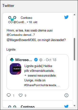 Twitteri veebiosa eelvaade.