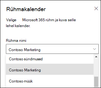 Microsoft 365 rühma valimine atribuutide paanilt.