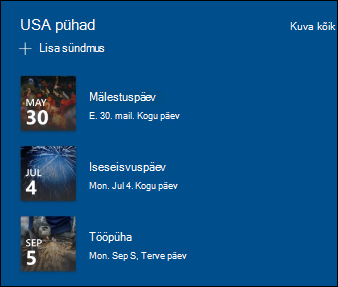 Sündmuste veebiosa eelvaade.