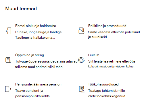 Kiirlinkide veebiosa eelvaade.