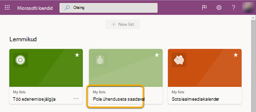 Kui töötate ühenduseta režiimis, on loend, mis pole teie seadmega sünkroonitud, saadaval, kuna te ei saa seda avada.