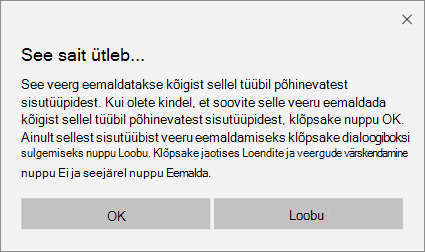 SharePointi kinnitusviip kõigi sellel tüübil põhinevate sisutüüpide veeru eemaldamisel saidi sisutüübist