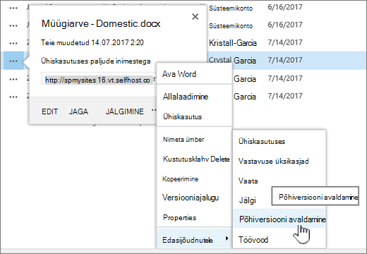 Klõpsake nuppu Avalda põhiversioon