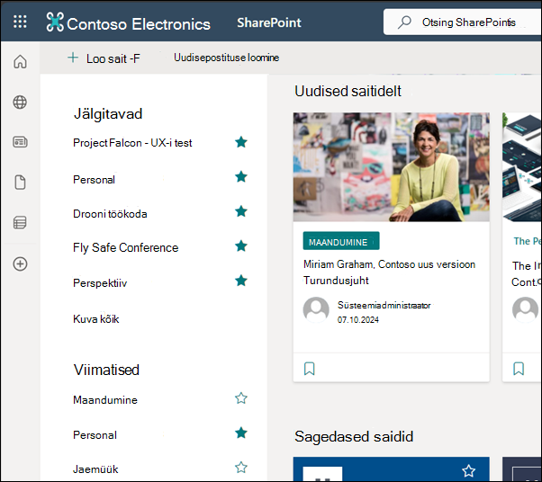 SharePoint Online'i avaleht