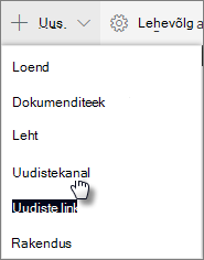 Uudistepostituse menüü-üksus