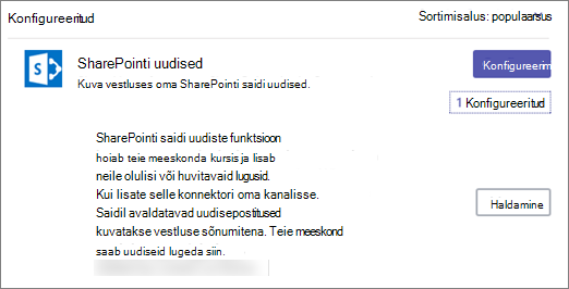 News connector dialog box