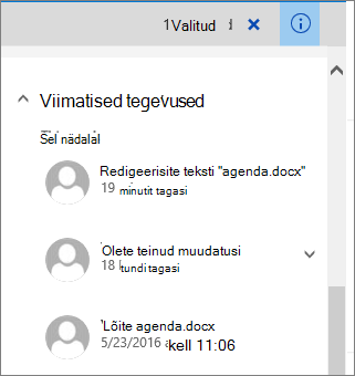 Viimatiste tegevuste loend