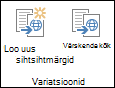 Kaks ikooni lindi variatsioonide menüüst. Esimene ikoon on Loo uus sihtmärk. Teine on Värskenda kõik sihtmärgid.