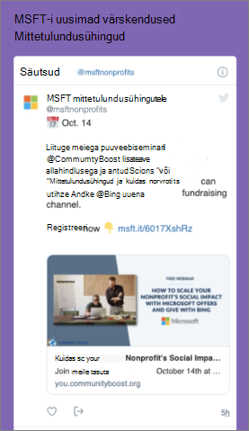 Twitteri veebiosa kuvatõmmis