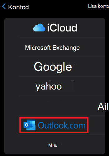 Apple Mail add Outlook.com to iPhone