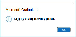 Koosolekute kopeerimise tõrge Outlookis