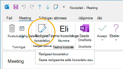 Edit meeting button Customize ribbon in Outlook
