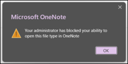 OneNote'i administraatoritõrge failitee avamisel