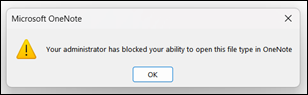 OneNote'i alternatiivse administraatori tõrge failitee valimisel