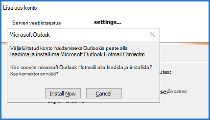 Outlooki Hotmaili konnektori viip