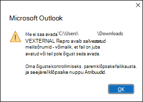 Outlooki MSG-faili tõrge