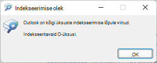Outlook on kõigi üksuste indekseerimise lõpetanud