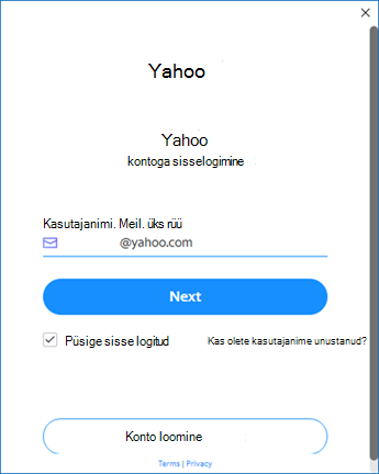 Yahoo Outlooki häälestuskuva üks