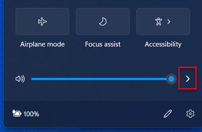 Windows 11 süsteemisalve helitugevuse juhtelement.