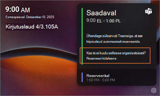 desk hub screen showing Reserved instead of a name because it is a guest 
