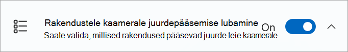 Kaamera ühiskasutuse tumblerlüliti on Windows-seadme sätetes sisse lülitatud.