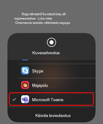 Valige iOS-is Teams