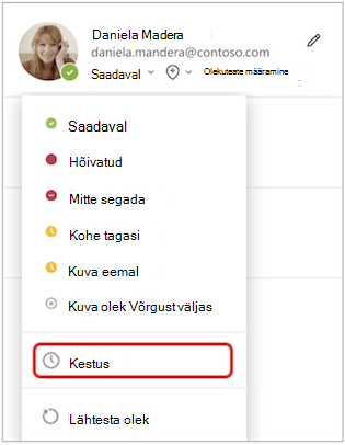 Duration on status menu