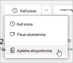 Meeskonnatöö ajalehe aruande eksportimiseks suvand Ekspordi ajaleht jaotises Vahetused.