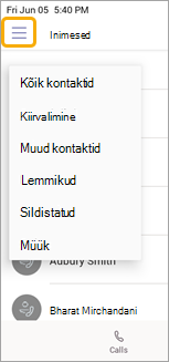 Call groups menu