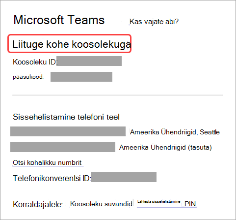 Kuvatõmmis koosolekuga liitumisest kutsest.
