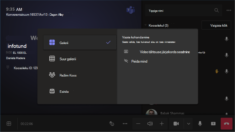 customize room view between prioritize video or hide me