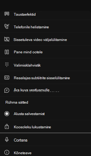 laiendatud mobiilikoosoleku juhtelemendid