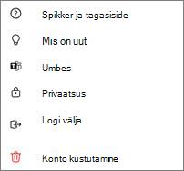 Screenshot of Teams Free mobile settings with help, whats new, about, privacy, sign out, and delete account