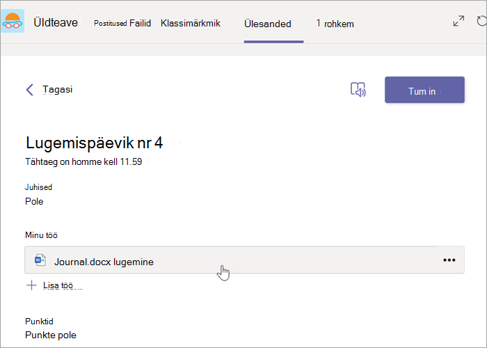 Vali ülesandes Word dokument.