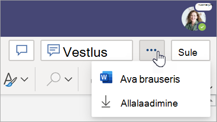 Valige nupu Sule kõrval menüü Rohkem suvandeid.