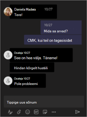 Kuvatõmmis korraldajavaatest, kui nimed on Teamsi koosolekul või veebiseminaril peidetud.