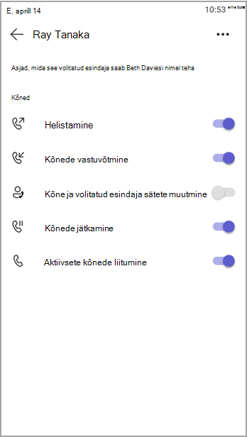 Saate vaadata volitatud esindajate õigusi.