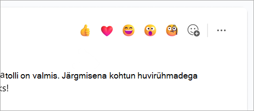 Screenshot showing quick reaction emoji above a chat message