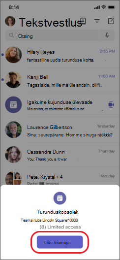 teams join with room on iPhone