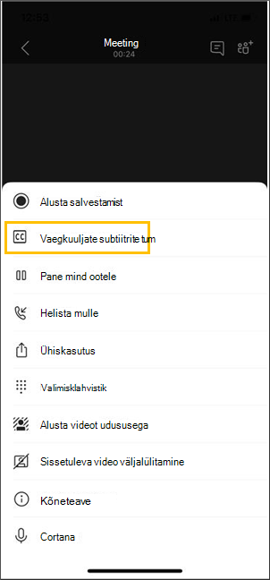 Nupp reaalajas subtiitrite sisselülitamiseks