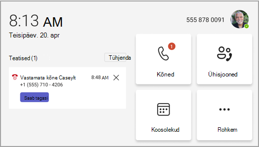 teamsi telefoni avakuva