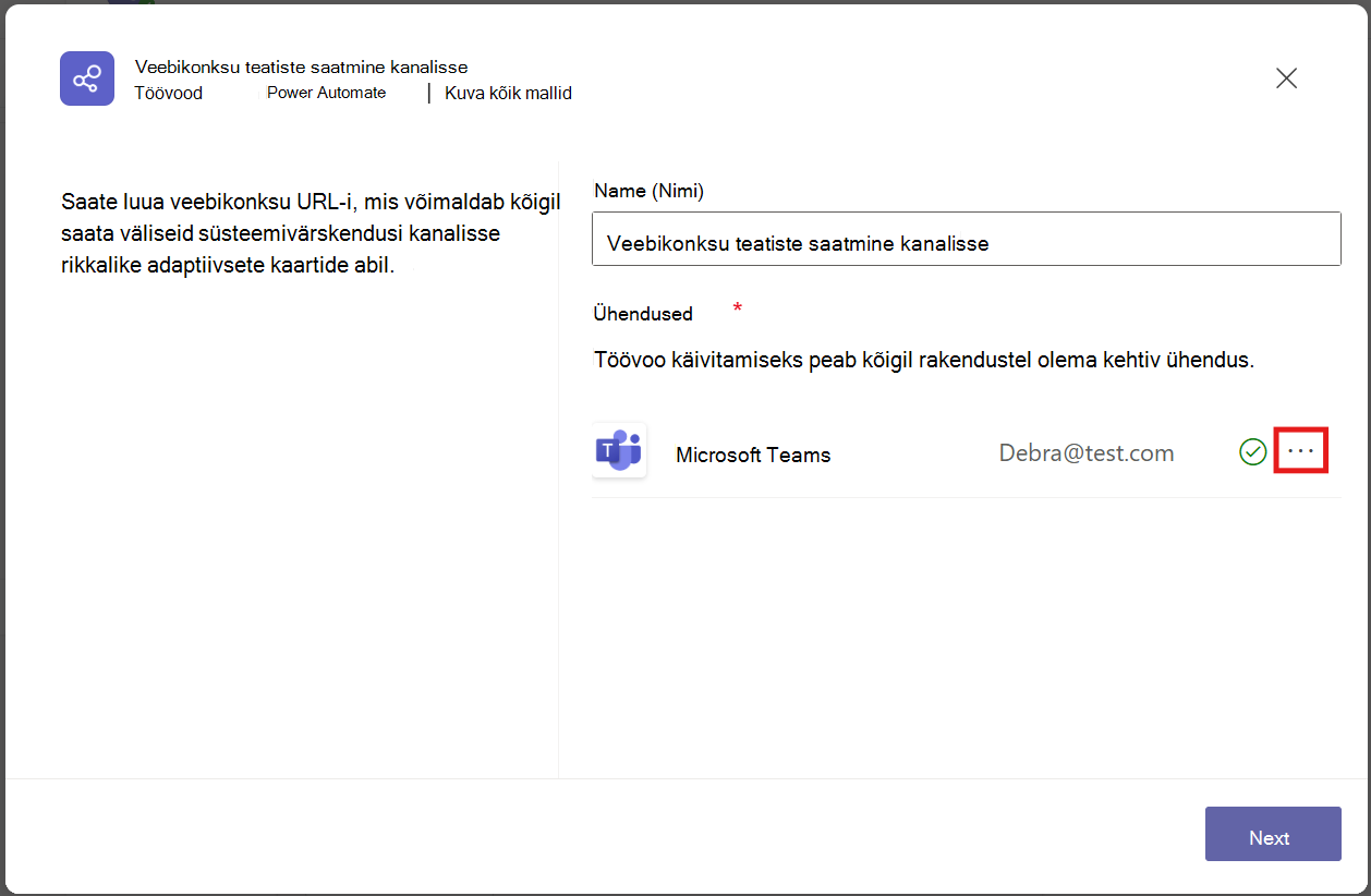 Webhook template set up