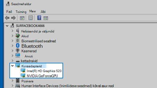 Seadmehaldur ja kuvaadapterid