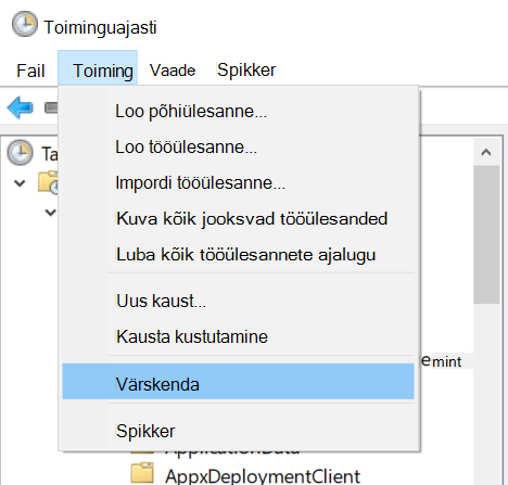 Toiminguajasti toiminguvärskenduse > valimine.