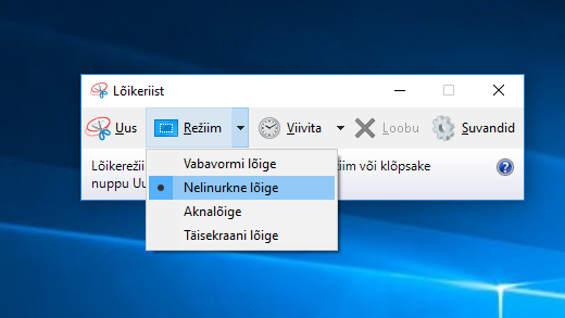 Lõikeriista režiimi suvandid