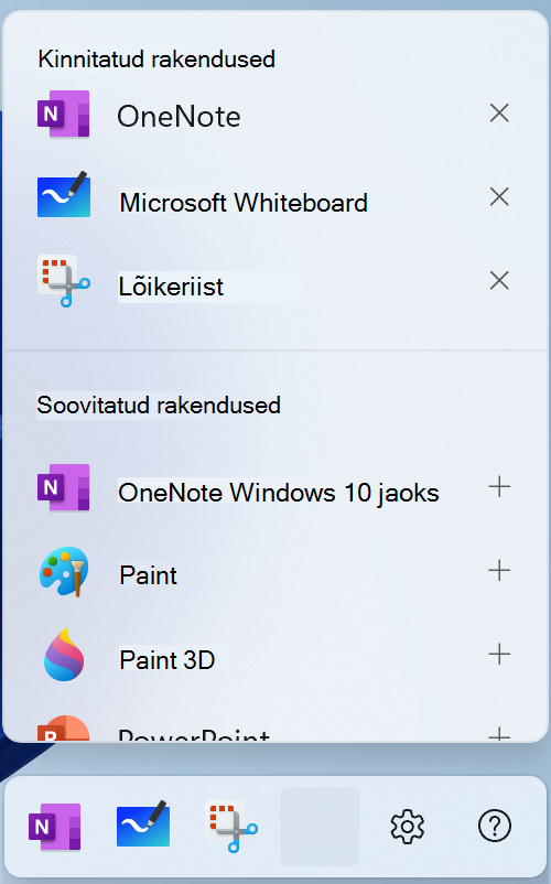 Kuvatõmmis Windows 11 pliiatsi redigeerimise menüüst.