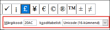 Väli from ütleb teile, et see on Unicode'i sümbol