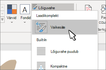 Vaikesäte jaotises Valitud laadikomplekt