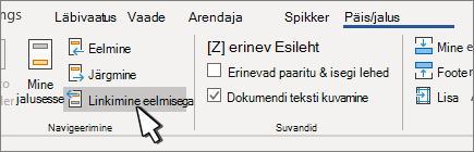 Header/Footer Link to previous button